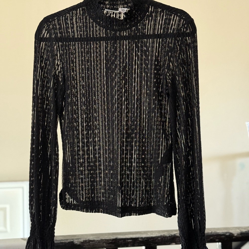 Noisy May Black Sheer Ribbed Blouse